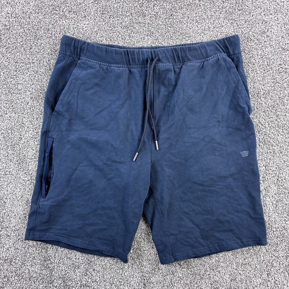 Mack Weldon Ace Sweatshorts Mens Large Navy Blue Cotton Spandex Knit Travel